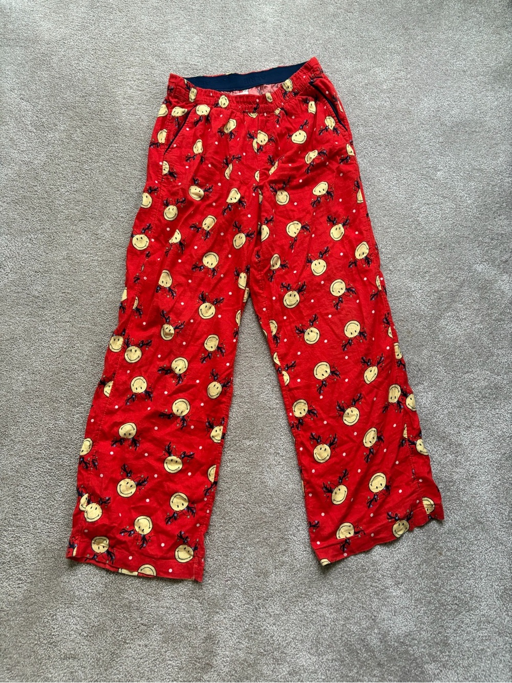 Aerie Red Smiley Face Holiday Pajama Pants
